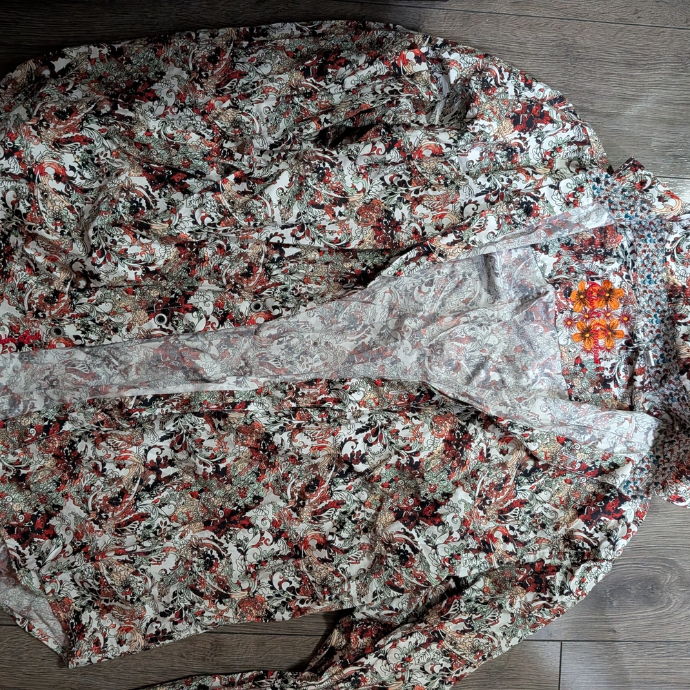 Robert Graham Floral Long-Sleeve Button-Up Shirt Large